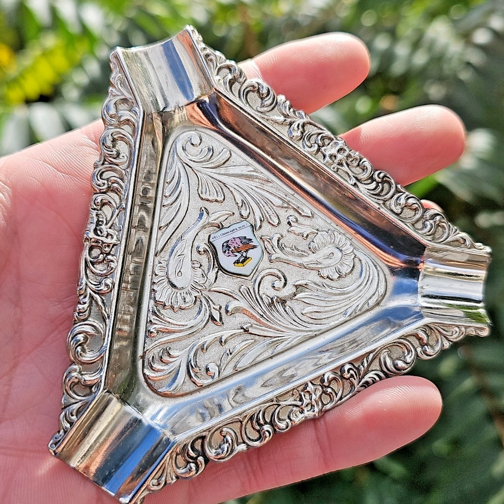 Vintage Yellow knife Northwest Territories Silverplated Ashtray Canada Canadian